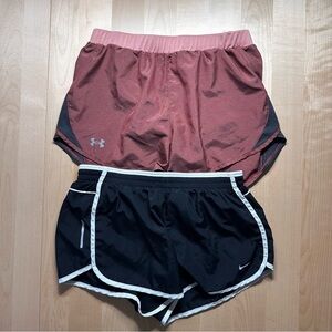Under Armour Pink and Nike Black Women's Shorts Set